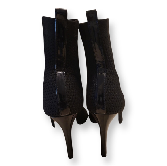 CATHERINE MALANDRINO ORBIT OPEN TOE BOOTIE BLACK HEELS - Picture 3 of 5